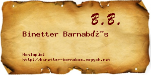 Binetter Barnabás névjegykártya